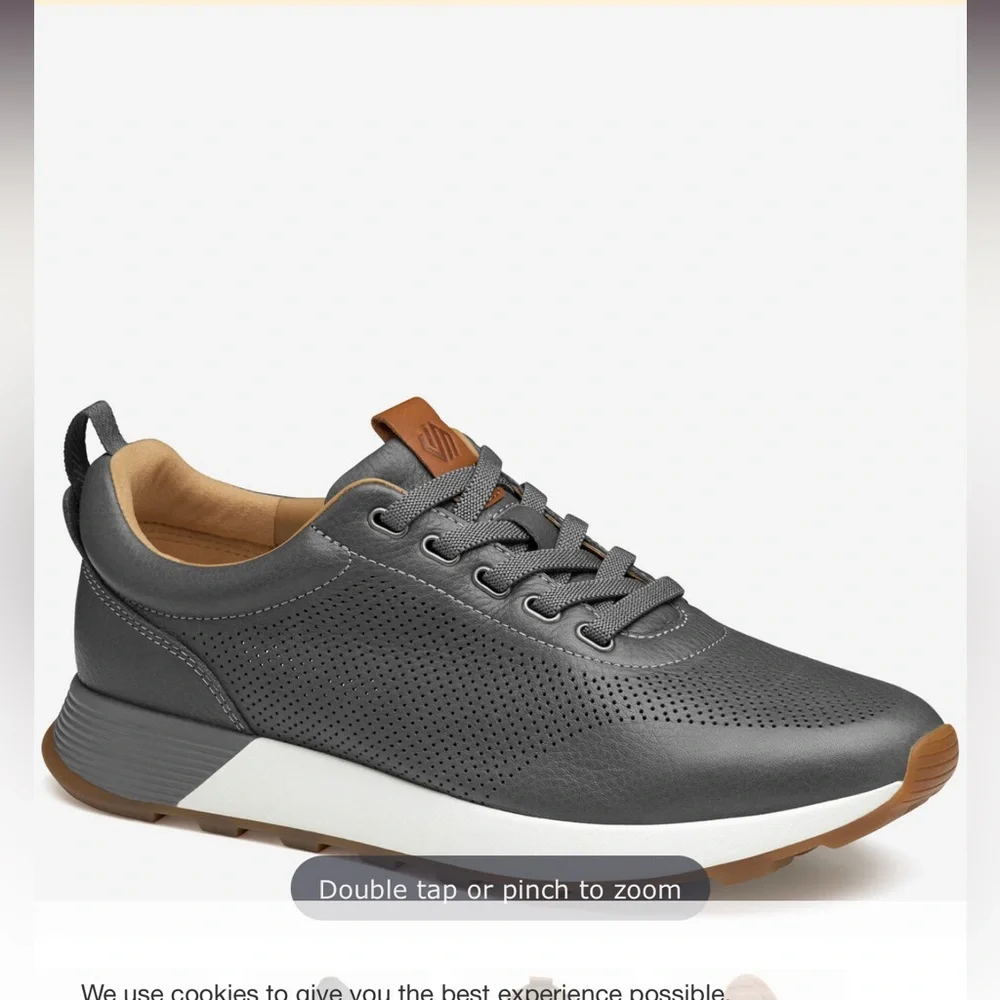 Johnston & Murphy Kinnon Perforated Jogger Grey Full Grain Sneaker Shoe Casual 9